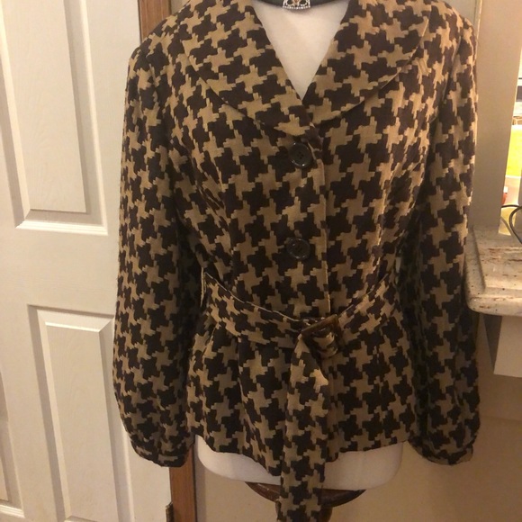 Chic Houndstooth Blazer - Brown and Black - Picture 2 of 5